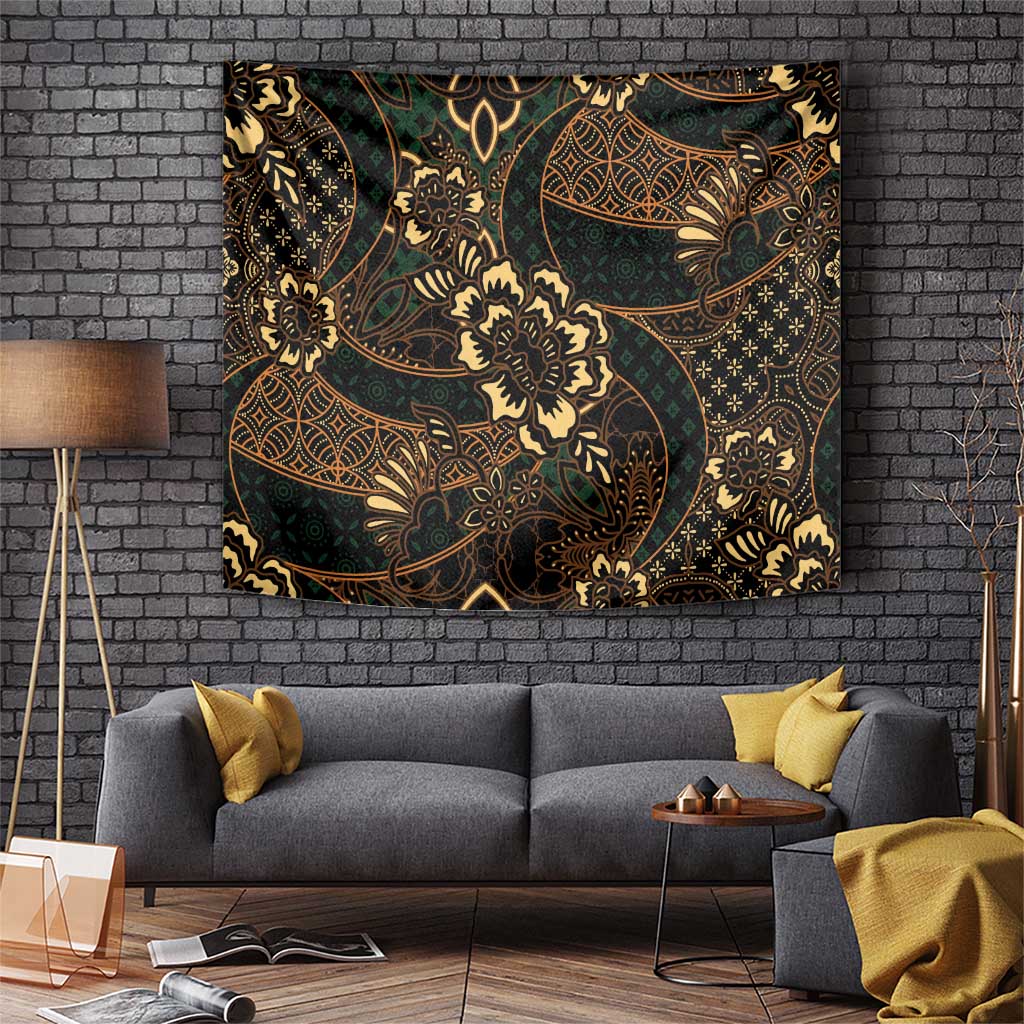 Indonesian Batik Pattern Vintage Brown Tapestry