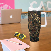 Indonesian Batik Pattern Vintage Brown Tumbler With Handle