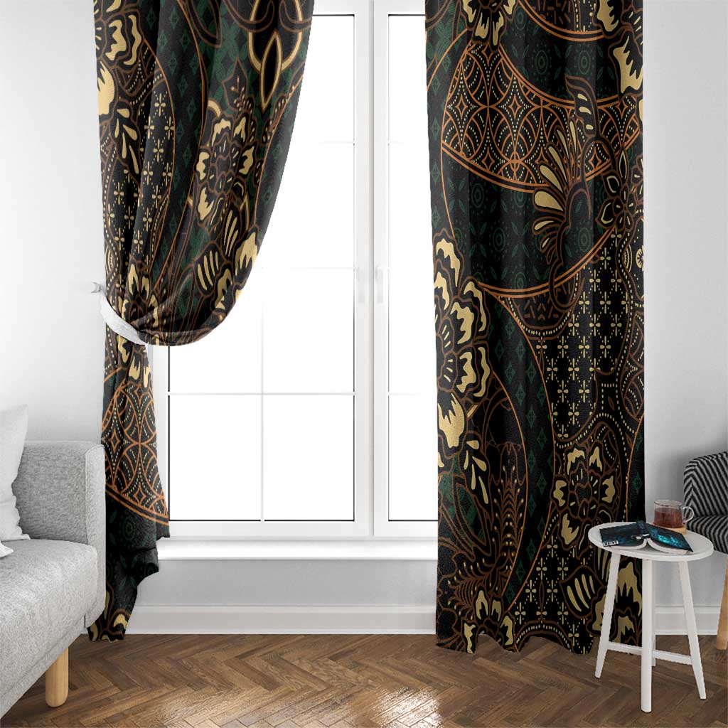 Indonesian Batik Pattern Vintage Brown Window Curtain