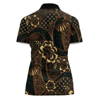 Indonesian Batik Pattern Vintage Brown Women Polo Shirt