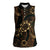 Indonesian Batik Pattern Vintage Brown Women Sleeveless Polo Shirt