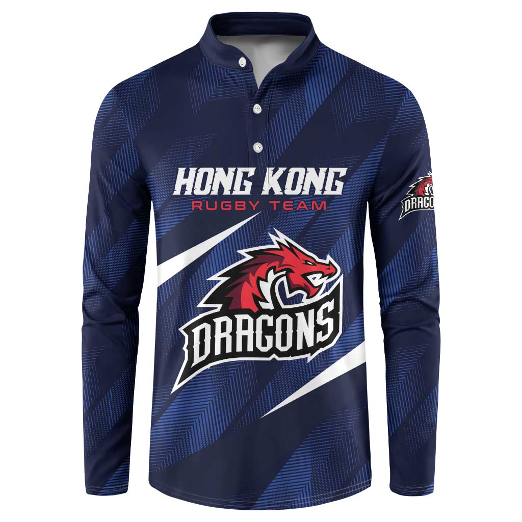 Custom Hong Kong Rugby Button Sweatshirt Dragons Go Champions