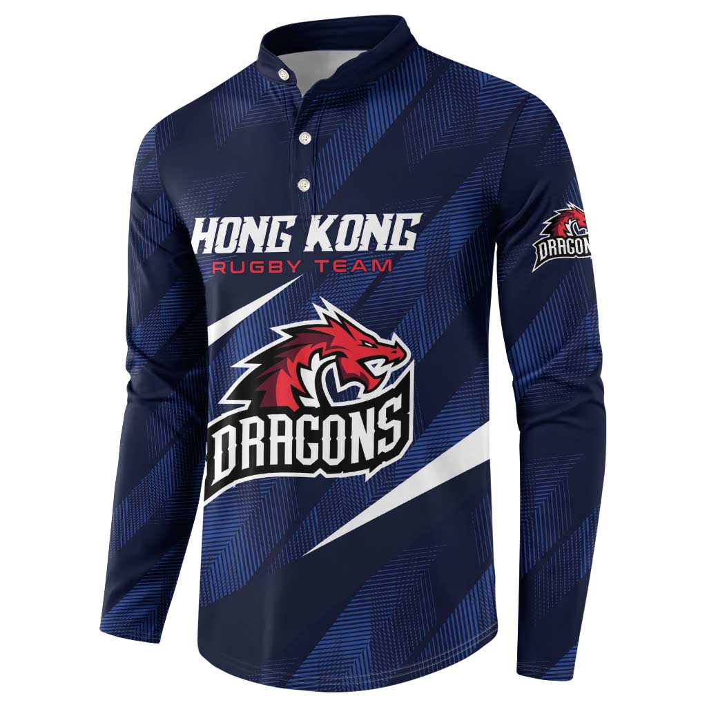 Custom Hong Kong Rugby Button Sweatshirt Dragons Go Champions
