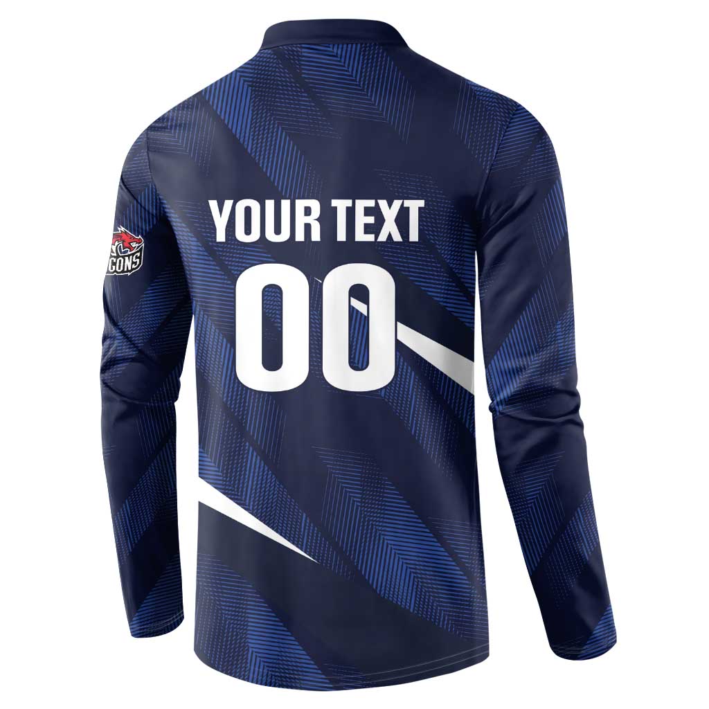 Custom Hong Kong Rugby Button Sweatshirt Dragons Go Champions