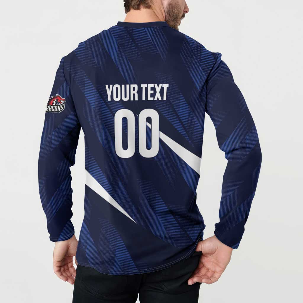 Custom Hong Kong Rugby Button Sweatshirt Dragons Go Champions