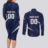 Custom Hong Kong Rugby Couples Matching Long Sleeve Bodycon Dress and Long Sleeve Button Shirt Dragons Go Champions