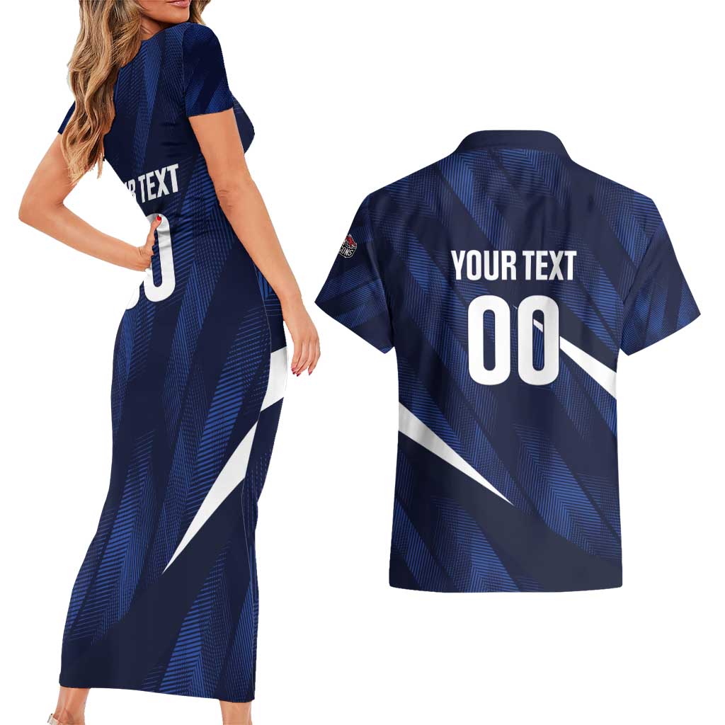 Custom Hong Kong Rugby Couples Matching Short Sleeve Bodycon Dress and Hawaiian Shirt Dragons Go Champions