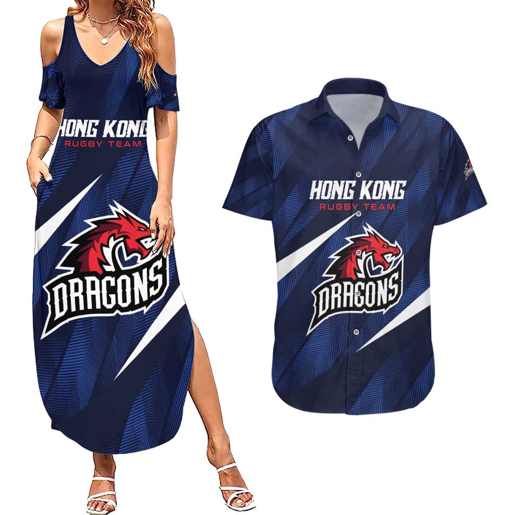 Custom Hong Kong Rugby Couples Matching Summer Maxi Dress and Hawaiian Shirt Dragons Go Champions