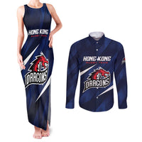 Custom Hong Kong Rugby Couples Matching Tank Maxi Dress and Long Sleeve Button Shirt Dragons Go Champions