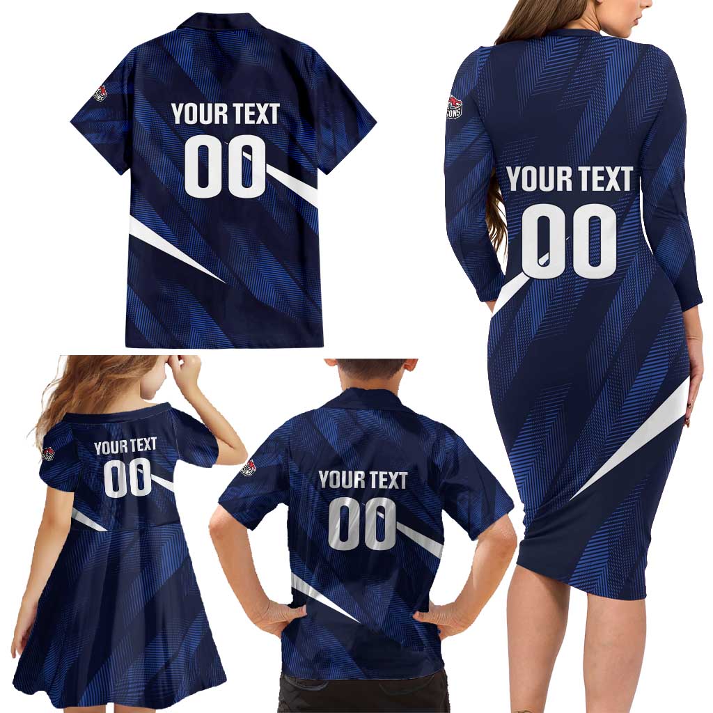 Custom Hong Kong Rugby Family Matching Long Sleeve Bodycon Dress and Hawaiian Shirt Dragons Go Champions