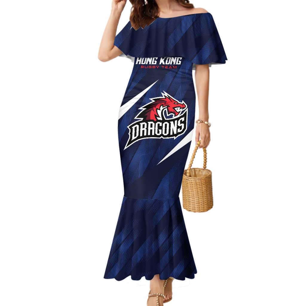 Custom Hong Kong Rugby Family Matching Mermaid Dress and Hawaiian Shirt Dragons Go Champions