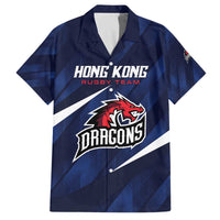 Custom Hong Kong Rugby Family Matching Off The Shoulder Long Sleeve Dress and Hawaiian Shirt Dragons Go Champions