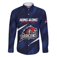 Custom Hong Kong Rugby Family Matching Off The Shoulder Long Sleeve Dress and Hawaiian Shirt Dragons Go Champions