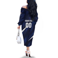 Custom Hong Kong Rugby Family Matching Off The Shoulder Long Sleeve Dress and Hawaiian Shirt Dragons Go Champions