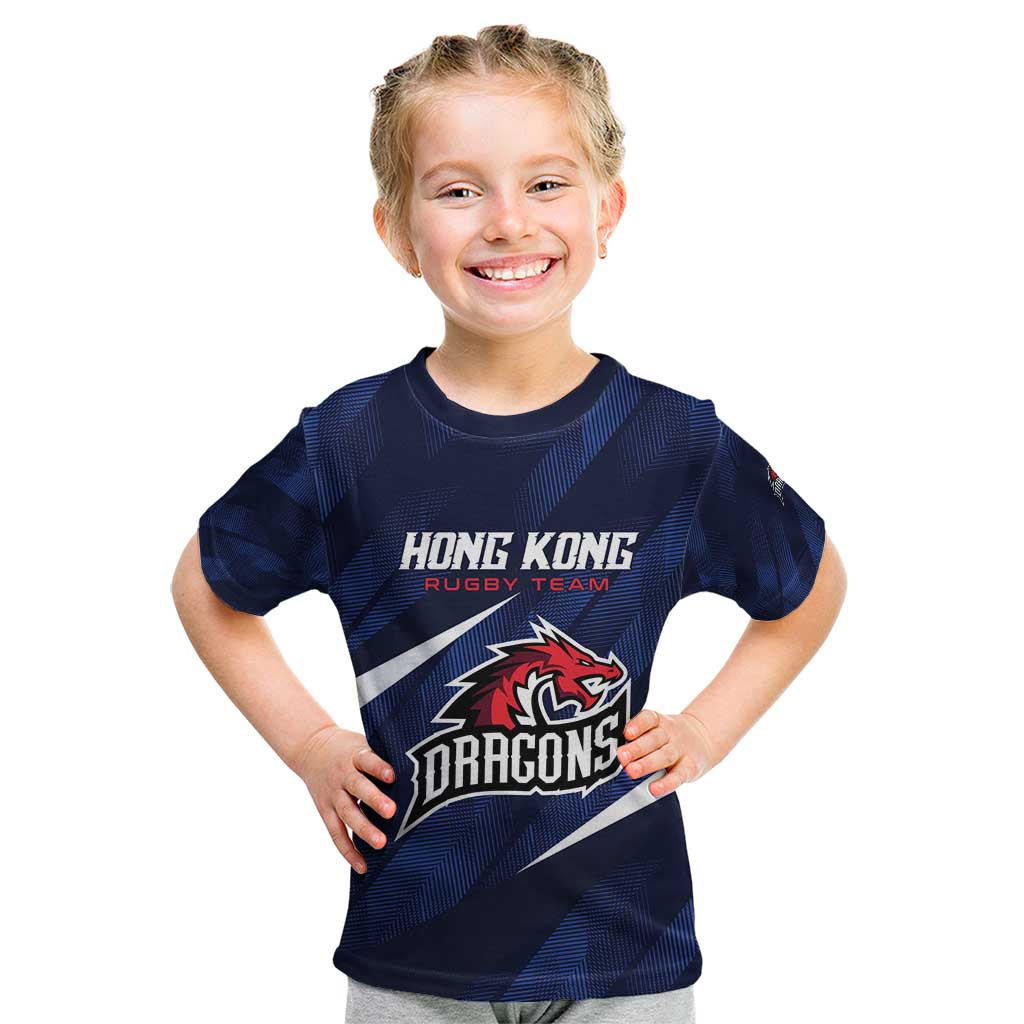 Custom Hong Kong Rugby Kid T Shirt Dragons Go Champions