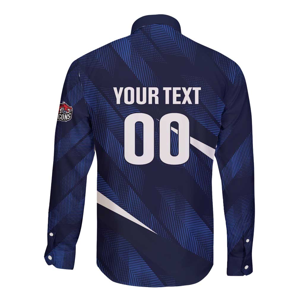 Custom Hong Kong Rugby Long Sleeve Button Shirt Dragons Go Champions