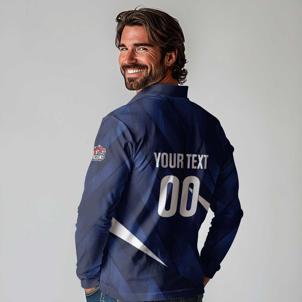 Custom Hong Kong Rugby Long Sleeve Polo Shirt Dragons Go Champions