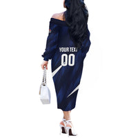 Custom Hong Kong Rugby Off The Shoulder Long Sleeve Dress Dragons Go Champions