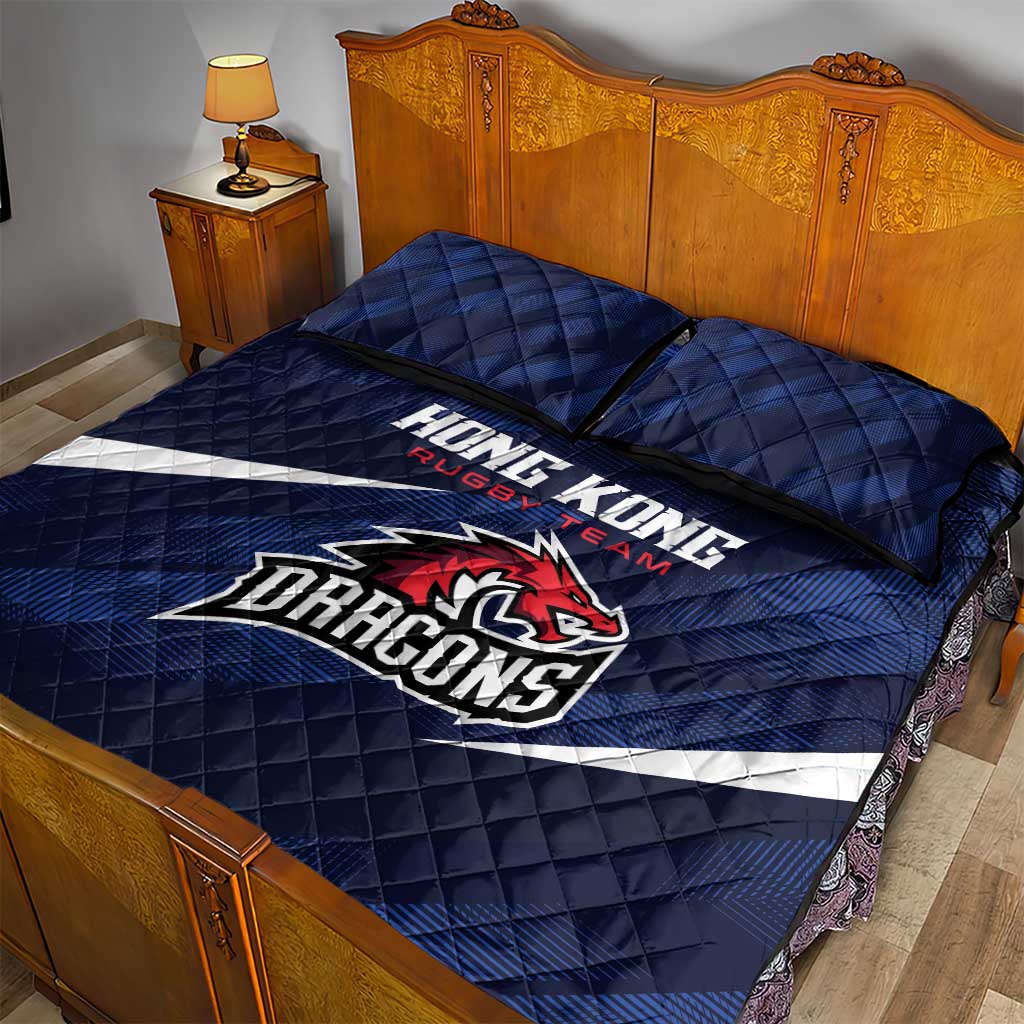 Hong Kong Rugby Quilt Bed Set Dragons Go Champions