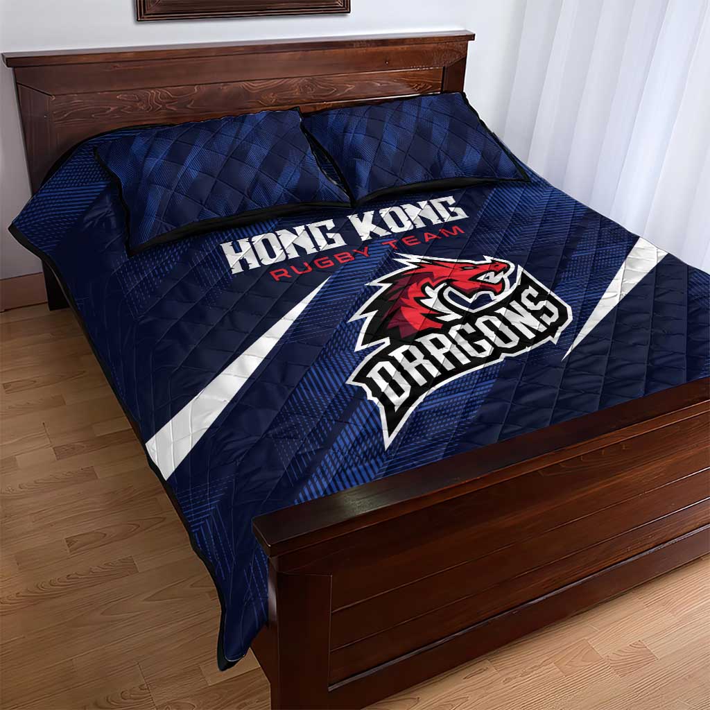 Hong Kong Rugby Quilt Bed Set Dragons Go Champions