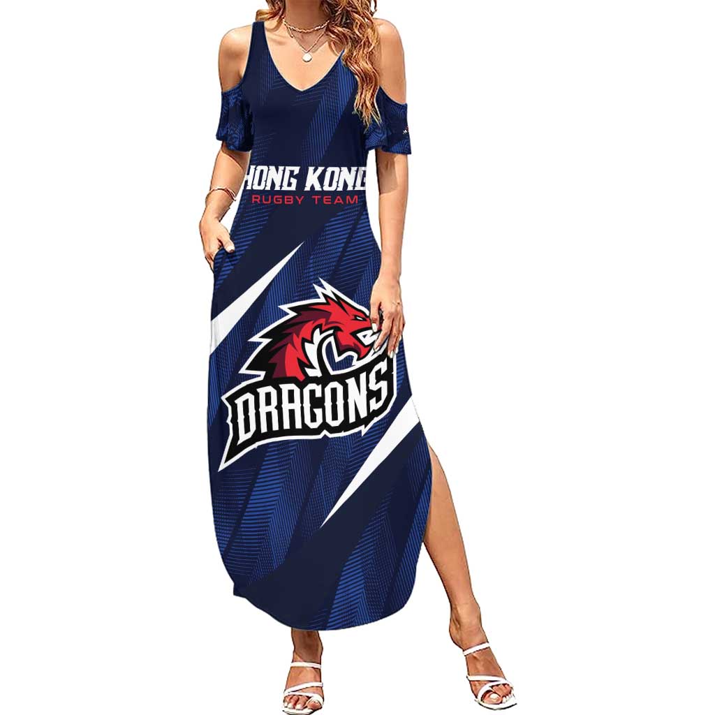 Custom Hong Kong Rugby Summer Maxi Dress Dragons Go Champions