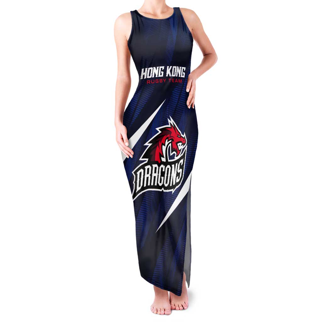 Custom Hong Kong Rugby Tank Maxi Dress Dragons Go Champions