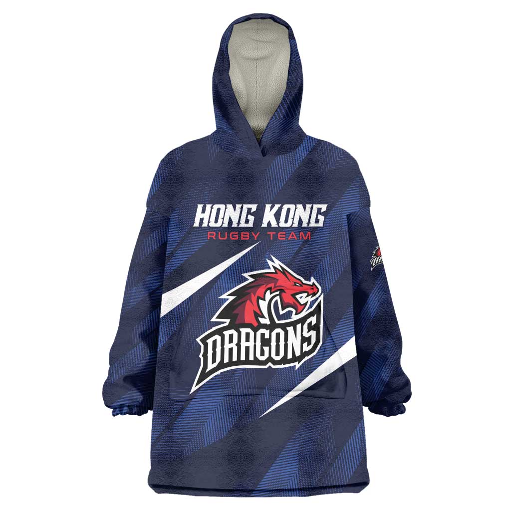 Custom Hong Kong Rugby Wearable Blanket Hoodie Dragons Go Champions