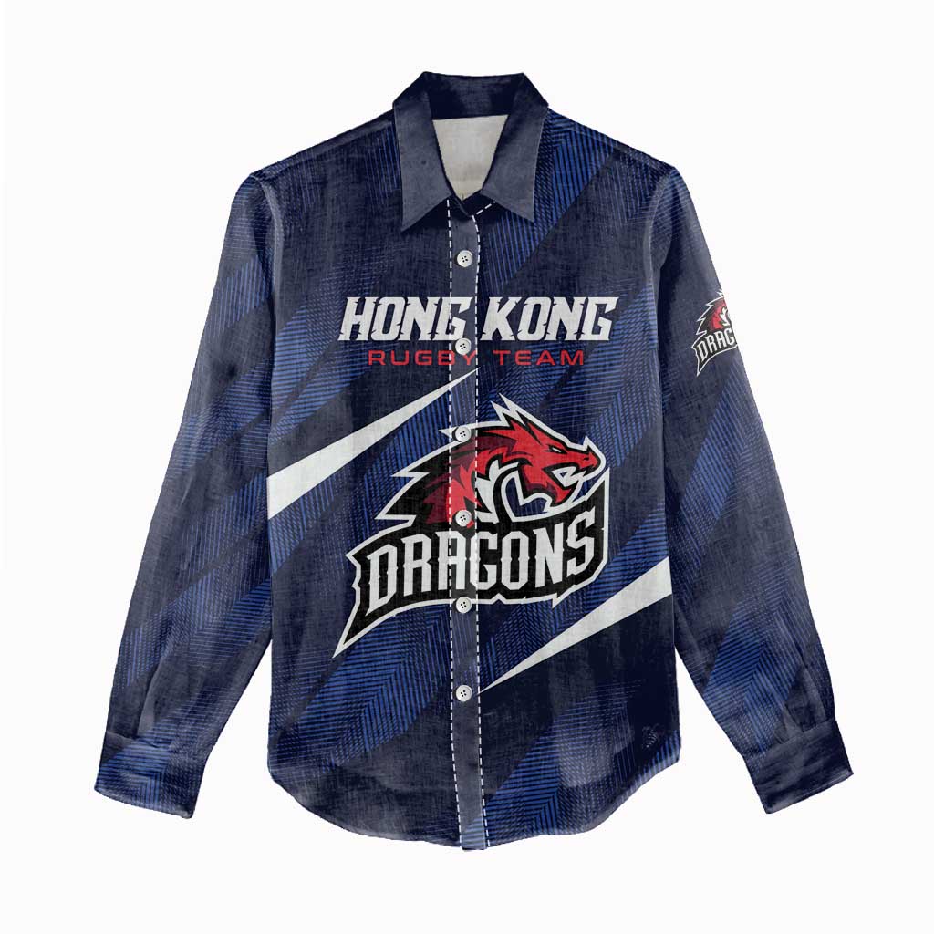 Custom Hong Kong Rugby Women Casual Shirt Dragons Go Champions