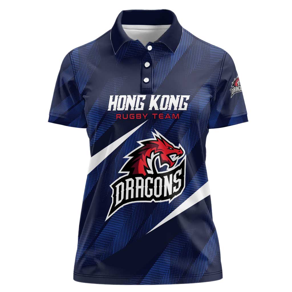 Custom Hong Kong Rugby Women Polo Shirt Dragons Go Champions