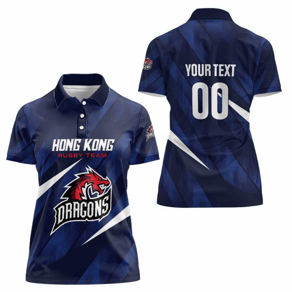 Custom Hong Kong Rugby Women Polo Shirt Dragons Go Champions