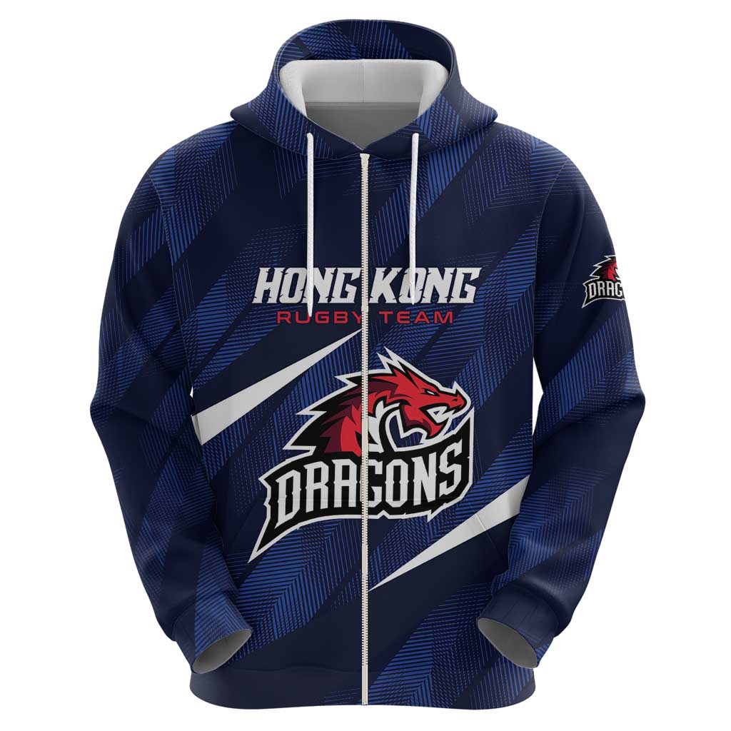 Custom Hong Kong Rugby Zip Hoodie Dragons Go Champions