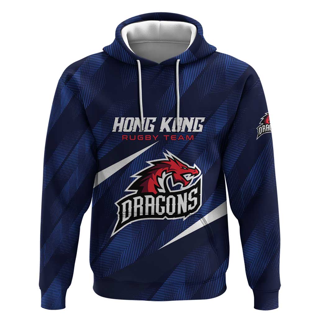 Custom Hong Kong Rugby Zip Hoodie Dragons Go Champions