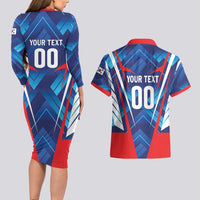 Custom Korea Rugby Couples Matching Long Sleeve Bodycon Dress and Hawaiian Shirt Mugunghwas Go Champions