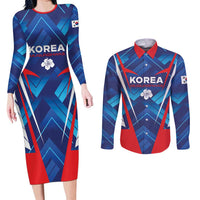 Custom Korea Rugby Couples Matching Long Sleeve Bodycon Dress and Long Sleeve Button Shirt Mugunghwas Go Champions
