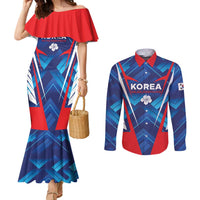 Custom Korea Rugby Couples Matching Mermaid Dress and Long Sleeve Button Shirt Mugunghwas Go Champions