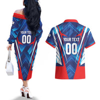 Custom Korea Rugby Couples Matching Off The Shoulder Long Sleeve Dress and Hawaiian Shirt Mugunghwas Go Champions
