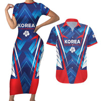 Custom Korea Rugby Couples Matching Short Sleeve Bodycon Dress and Hawaiian Shirt Mugunghwas Go Champions