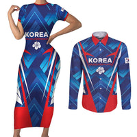 Custom Korea Rugby Couples Matching Short Sleeve Bodycon Dress and Long Sleeve Button Shirt Mugunghwas Go Champions