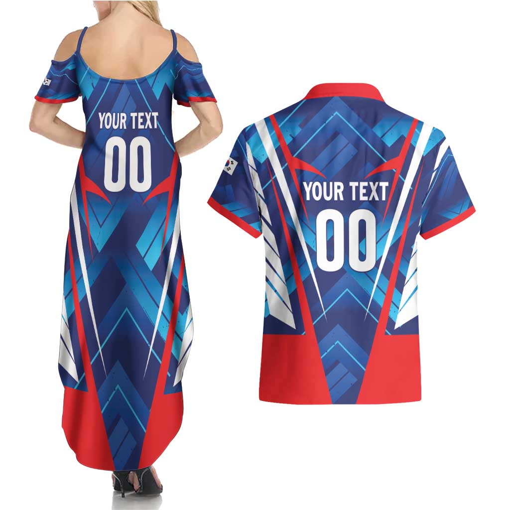 Custom Korea Rugby Couples Matching Summer Maxi Dress and Hawaiian Shirt Mugunghwas Go Champions