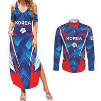 Custom Korea Rugby Couples Matching Summer Maxi Dress and Long Sleeve Button Shirt Mugunghwas Go Champions