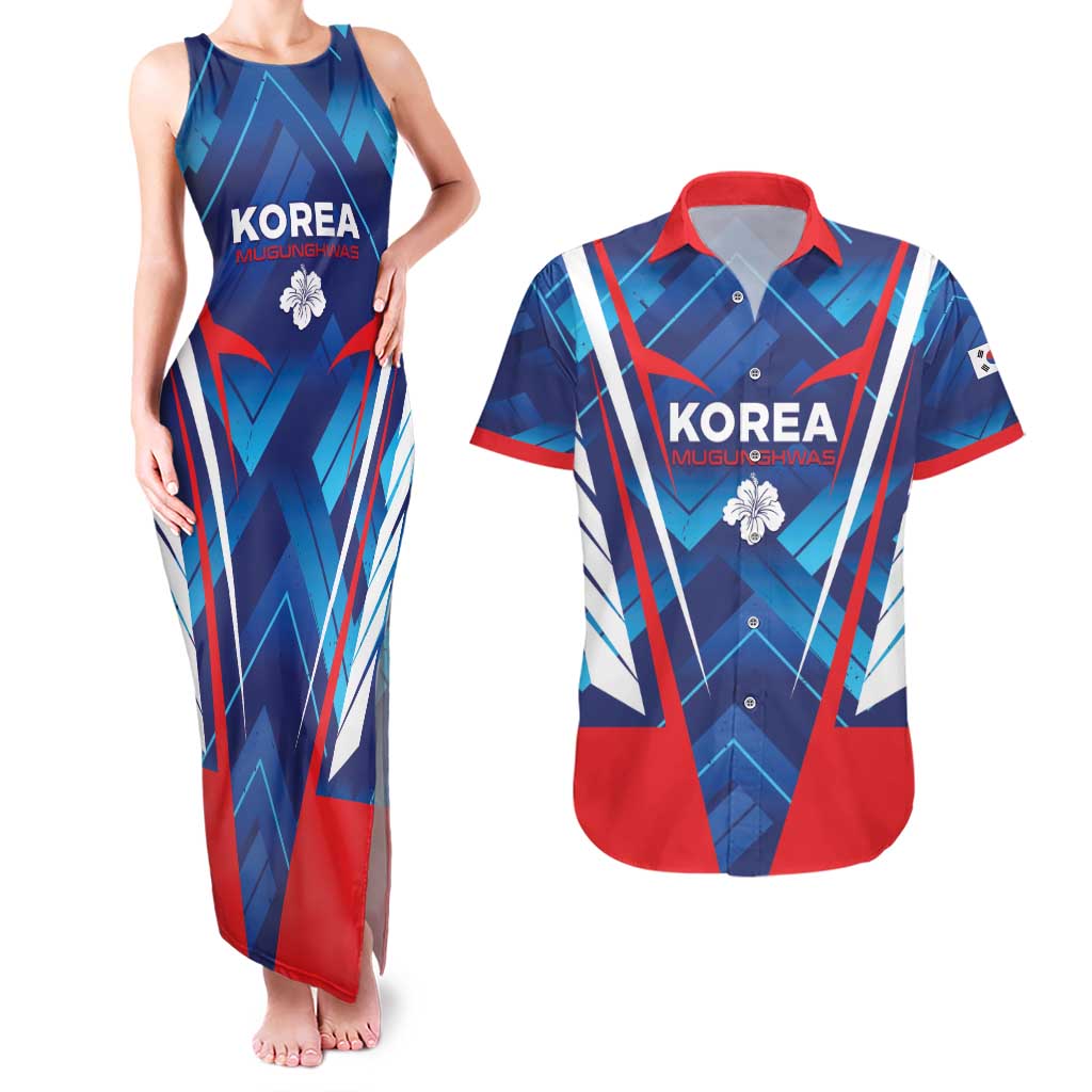 Custom Korea Rugby Couples Matching Tank Maxi Dress and Hawaiian Shirt Mugunghwas Go Champions