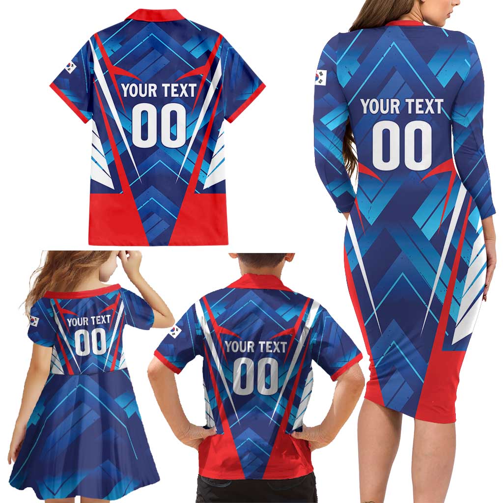 Custom Korea Rugby Family Matching Long Sleeve Bodycon Dress and Hawaiian Shirt Mugunghwas Go Champions