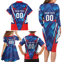 Custom Korea Rugby Family Matching Long Sleeve Bodycon Dress and Hawaiian Shirt Mugunghwas Go Champions