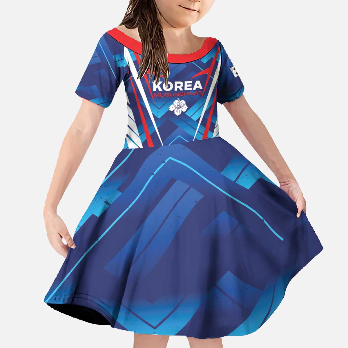 Custom Korea Rugby Family Matching Off The Shoulder Long Sleeve Dress and Hawaiian Shirt Mugunghwas Go Champions