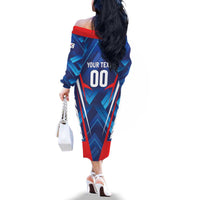 Custom Korea Rugby Family Matching Off The Shoulder Long Sleeve Dress and Hawaiian Shirt Mugunghwas Go Champions