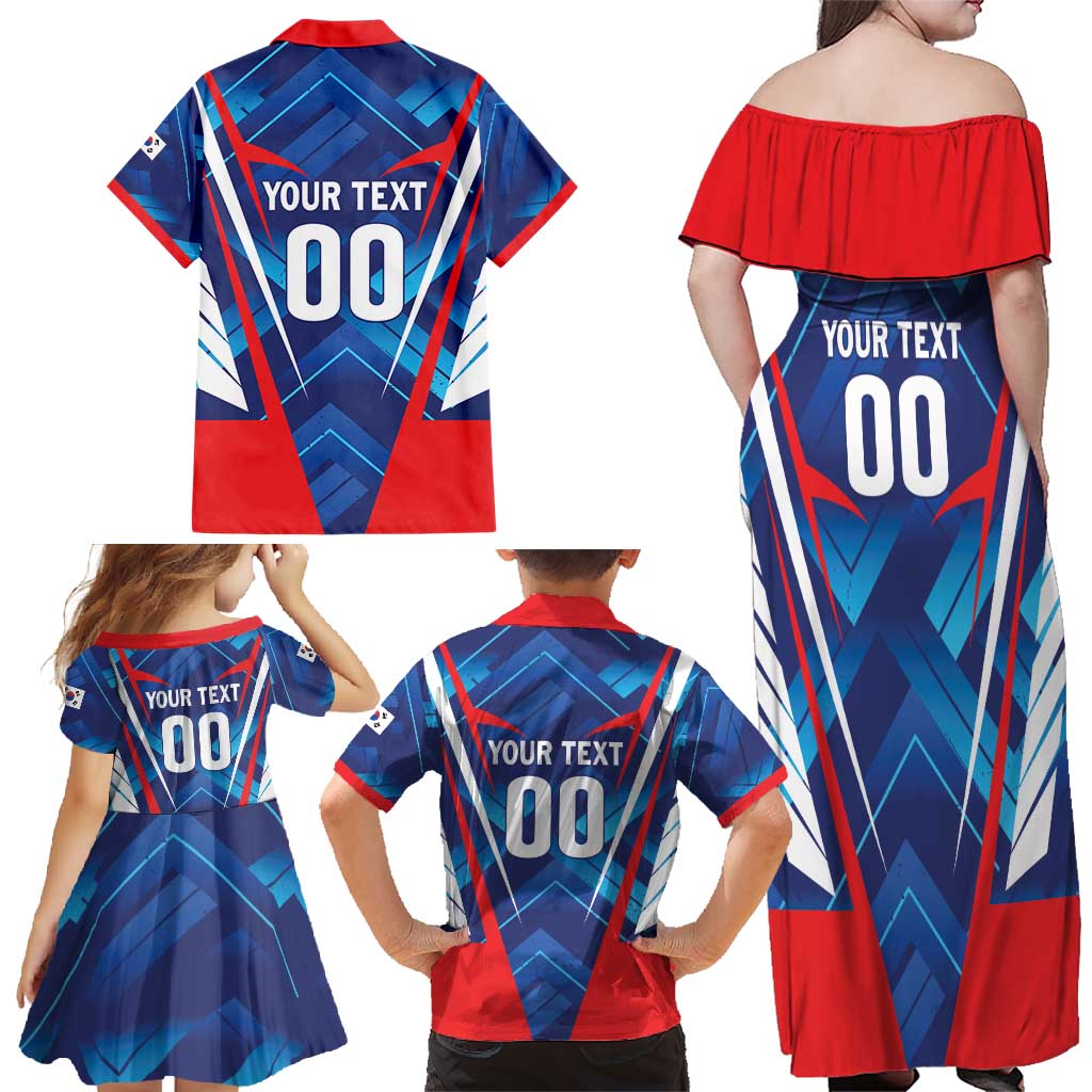 Custom Korea Rugby Family Matching Off Shoulder Maxi Dress and Hawaiian Shirt Mugunghwas Go Champions