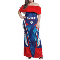 Custom Korea Rugby Family Matching Off Shoulder Maxi Dress and Hawaiian Shirt Mugunghwas Go Champions