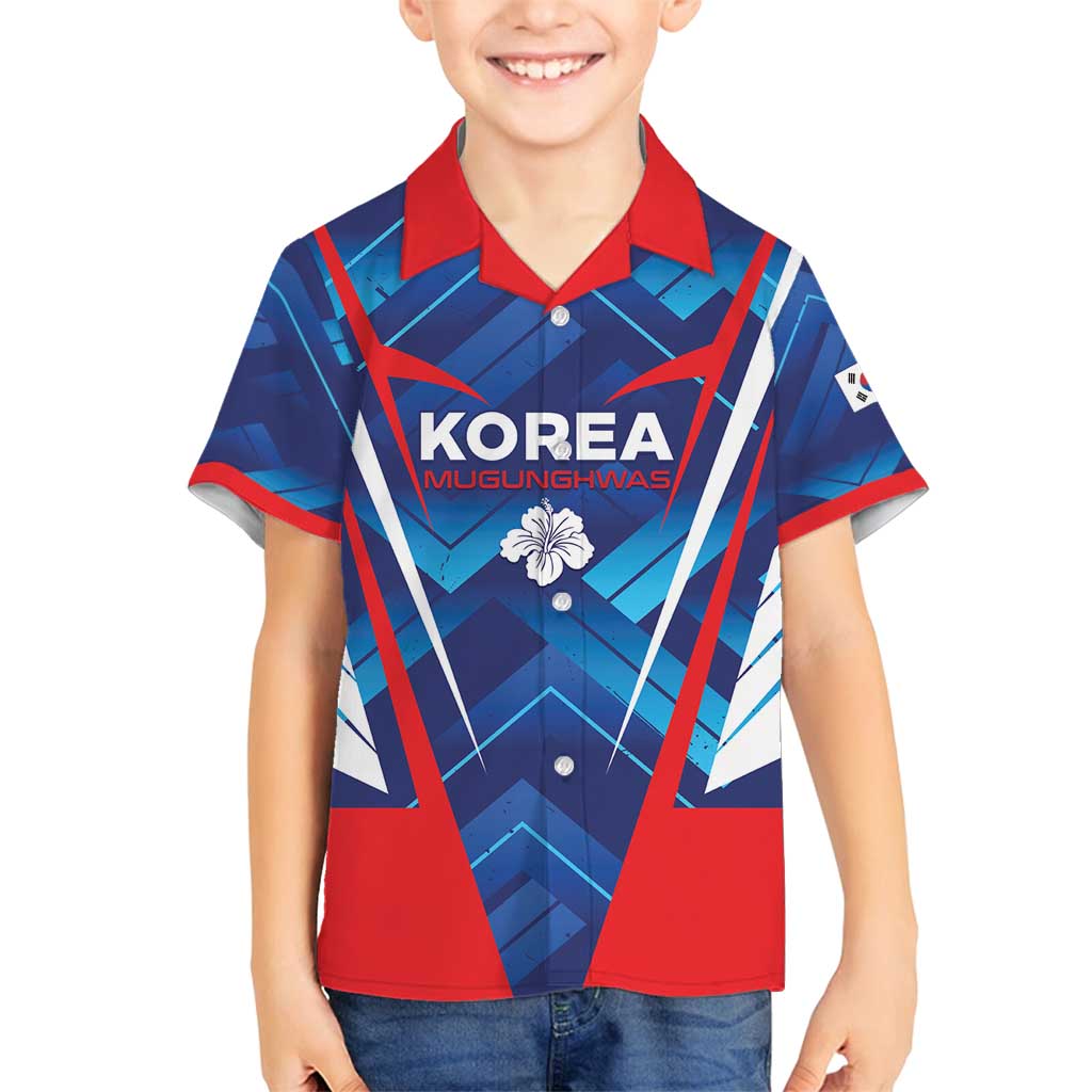 Custom Korea Rugby Family Matching Off Shoulder Short Dress and Hawaiian Shirt Mugunghwas Go Champions
