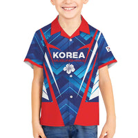 Custom Korea Rugby Family Matching Off Shoulder Short Dress and Hawaiian Shirt Mugunghwas Go Champions