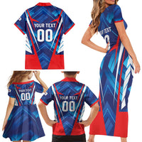Custom Korea Rugby Family Matching Short Sleeve Bodycon Dress and Hawaiian Shirt Mugunghwas Go Champions